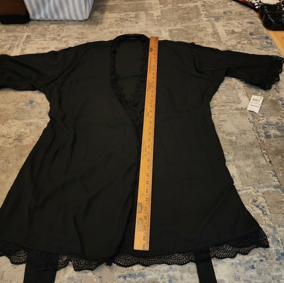 NWT Macy's INC Black Lace Trim Short Robe Women's Size XXL - Picture 14 of 14